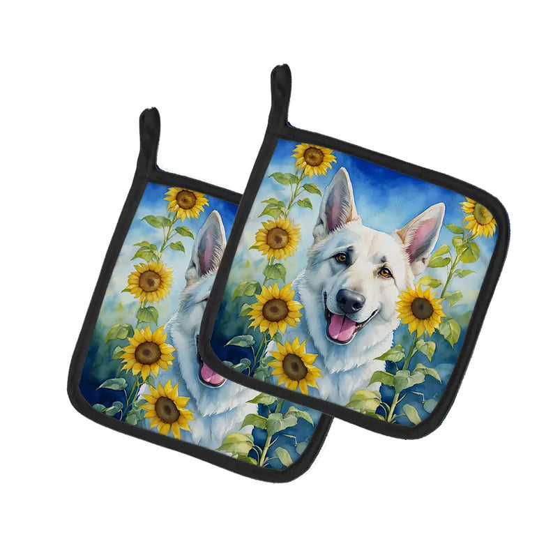 German Shepherd in Sunflowers Pair of Pot Holders Caroline's Treasures