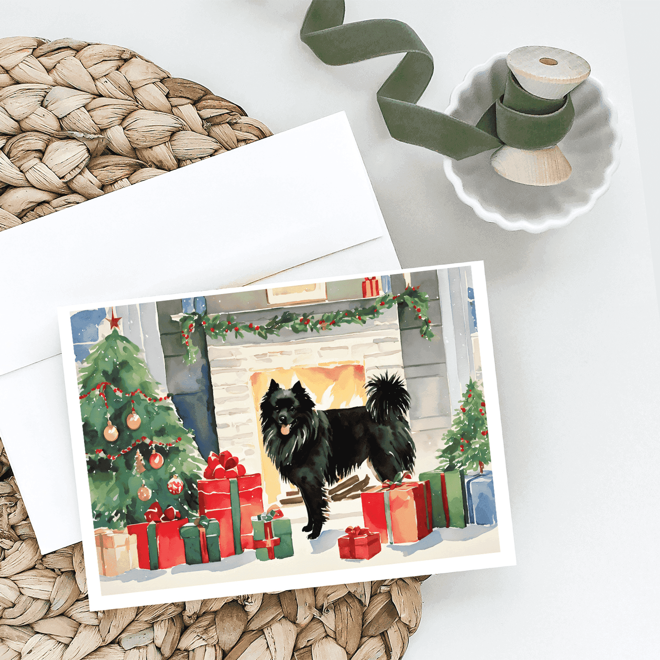 German Spitz Cozy Christmas Greeting Cards Pack of 8 Caroline's Treasures