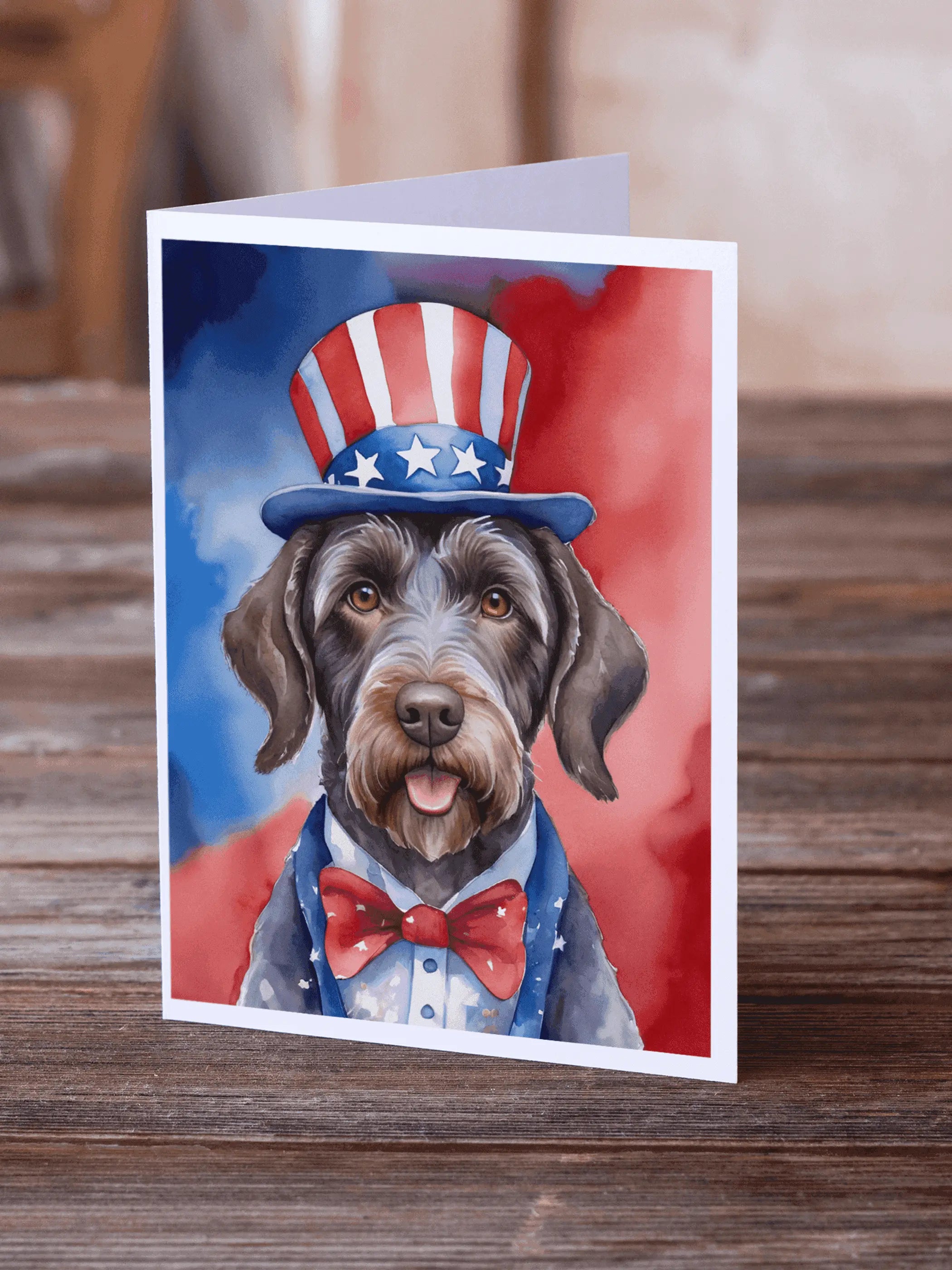 German Wirehaired Pointer Patriotic American Greeting Cards Pack of 8 Caroline's Treasures
