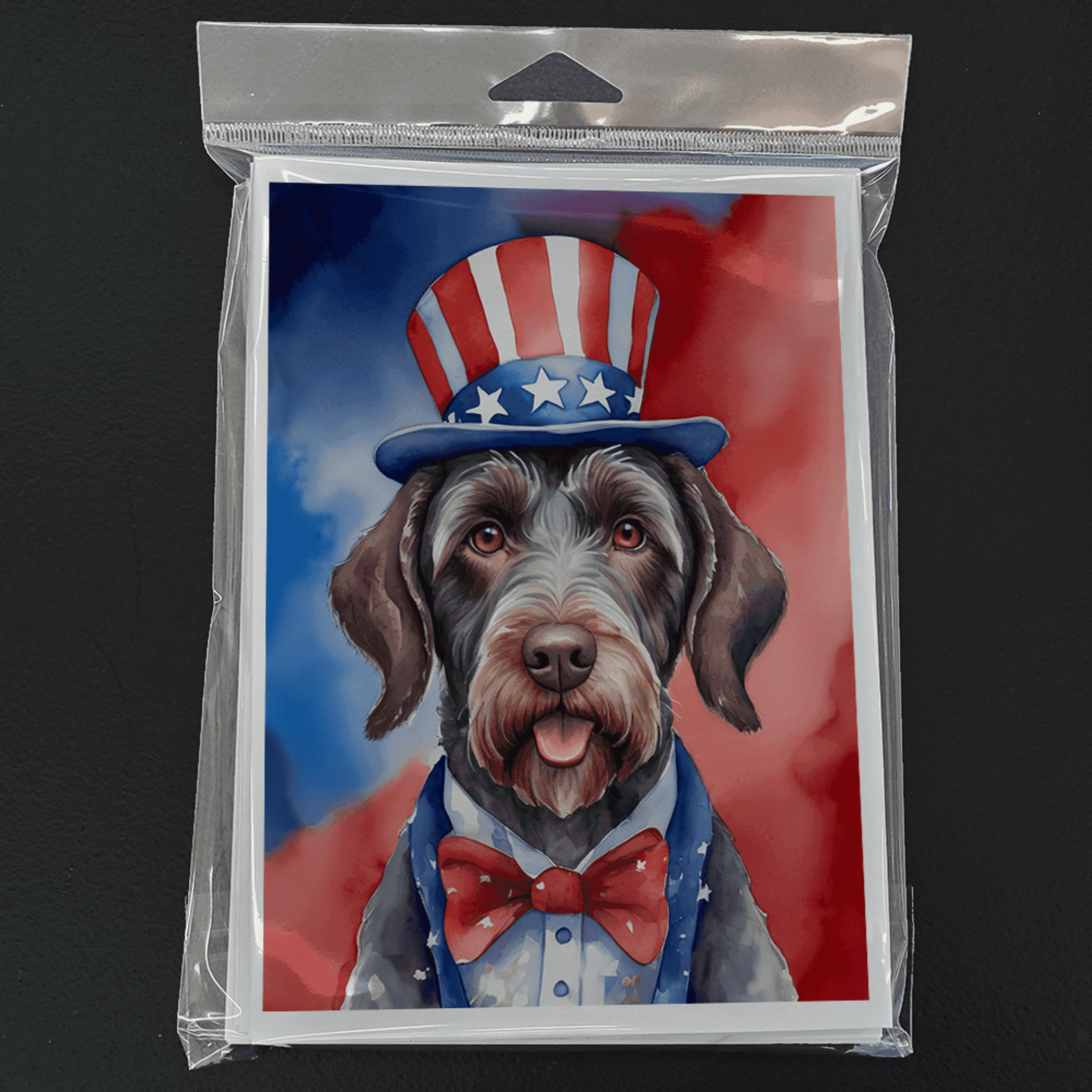 German Wirehaired Pointer Patriotic American Greeting Cards Pack of 8 Caroline's Treasures