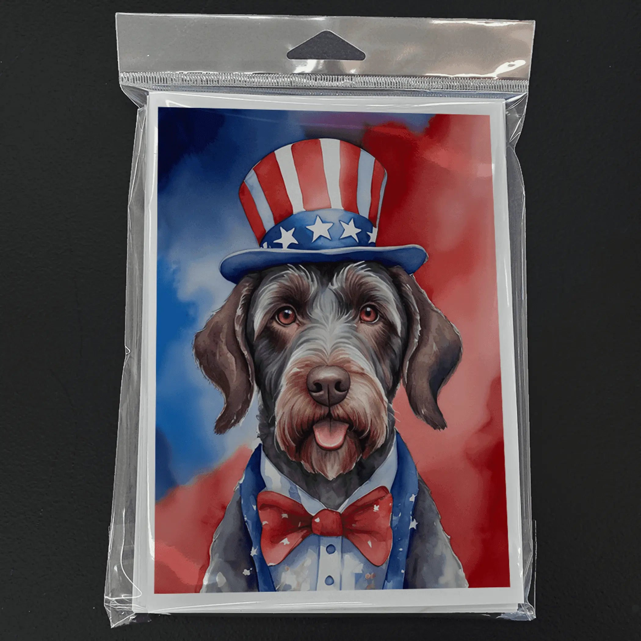 German Wirehaired Pointer Patriotic American Greeting Cards Pack of 8 Caroline's Treasures