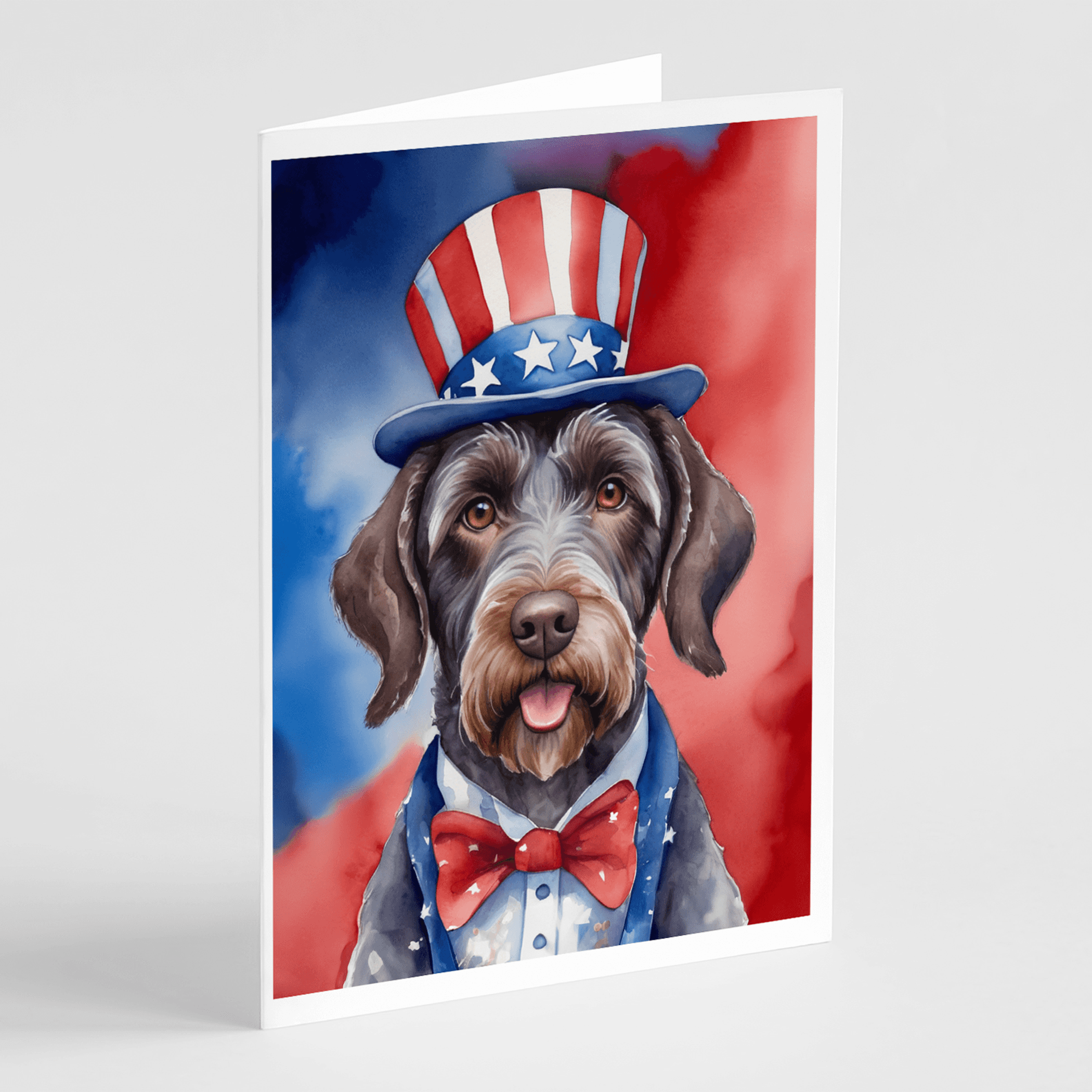 German Wirehaired Pointer Patriotic American Greeting Cards Pack of 8 Caroline's Treasures