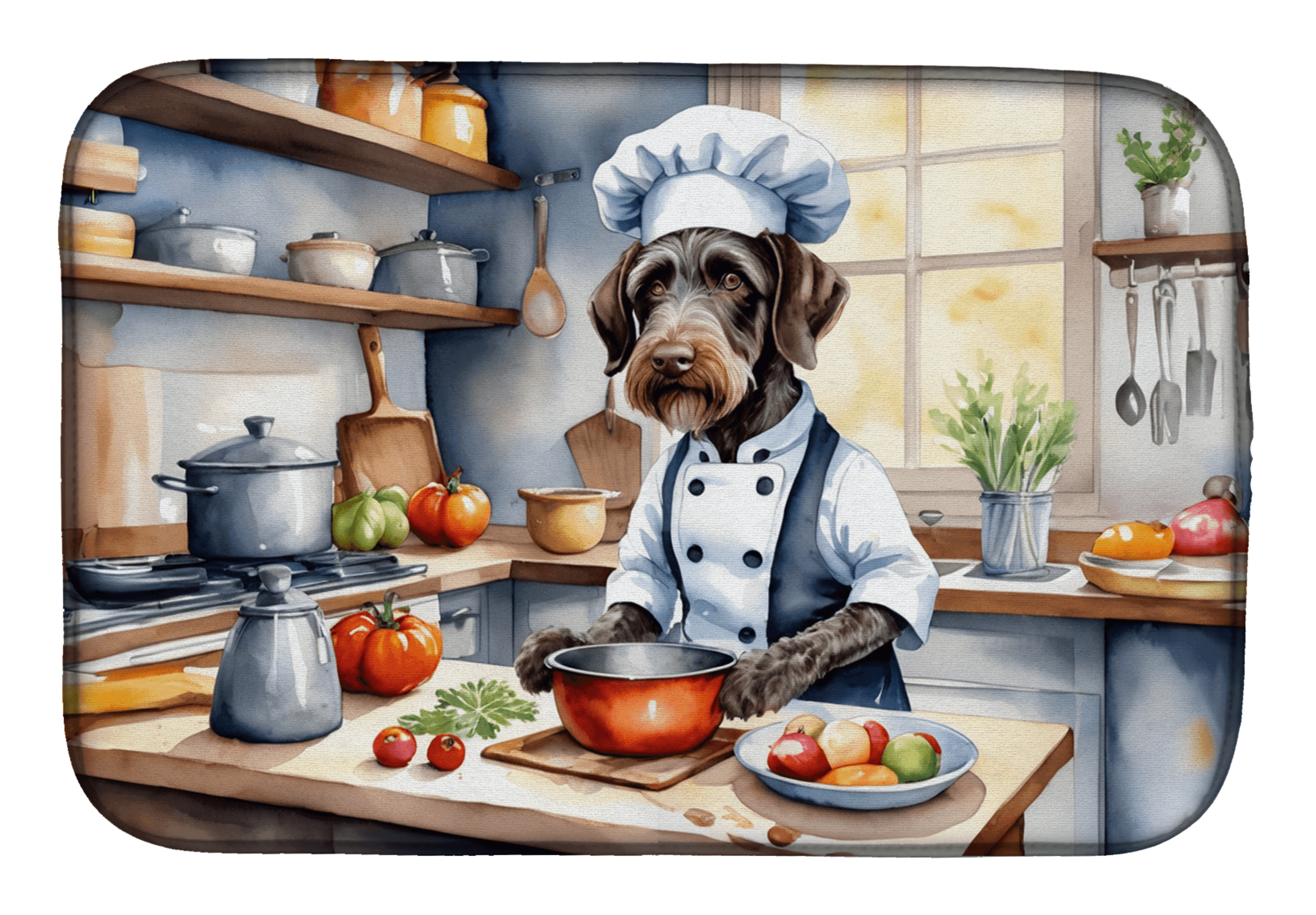 German Wirehaired Pointer The Chef Dish Drying Mat Caroline's Treasures