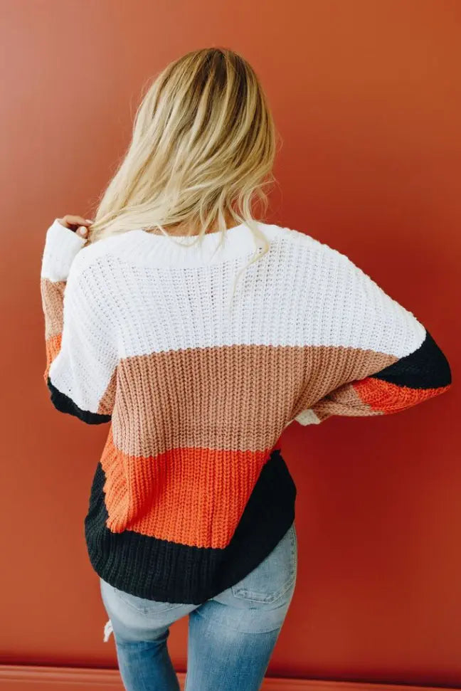Get It GIrl Colorblock Sweater Stay Warm in Style