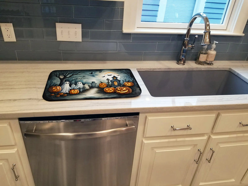 Ghosts Spooky Halloween Dish Drying Mat Caroline's Treasures