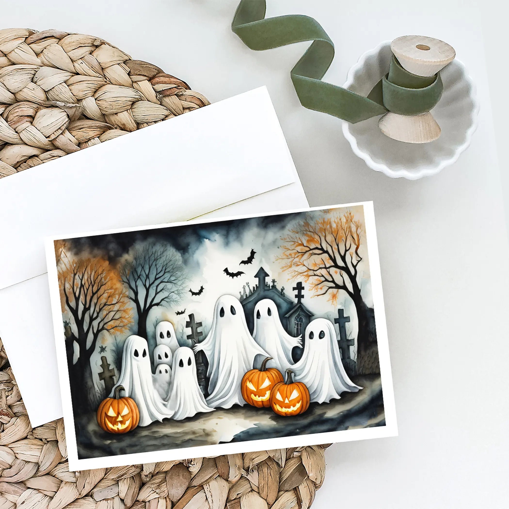 Ghosts Spooky Halloween Greeting Cards Pack of 8 Caroline's Treasures