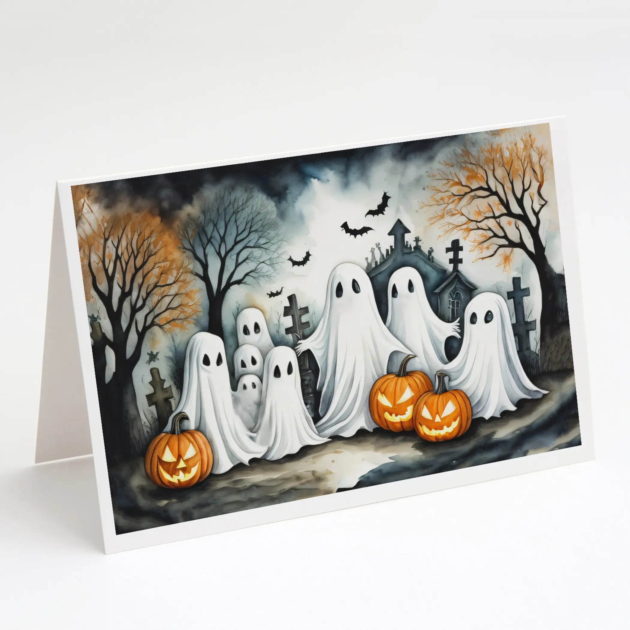 Ghosts Spooky Halloween Greeting Cards Pack of 8 Caroline's Treasures