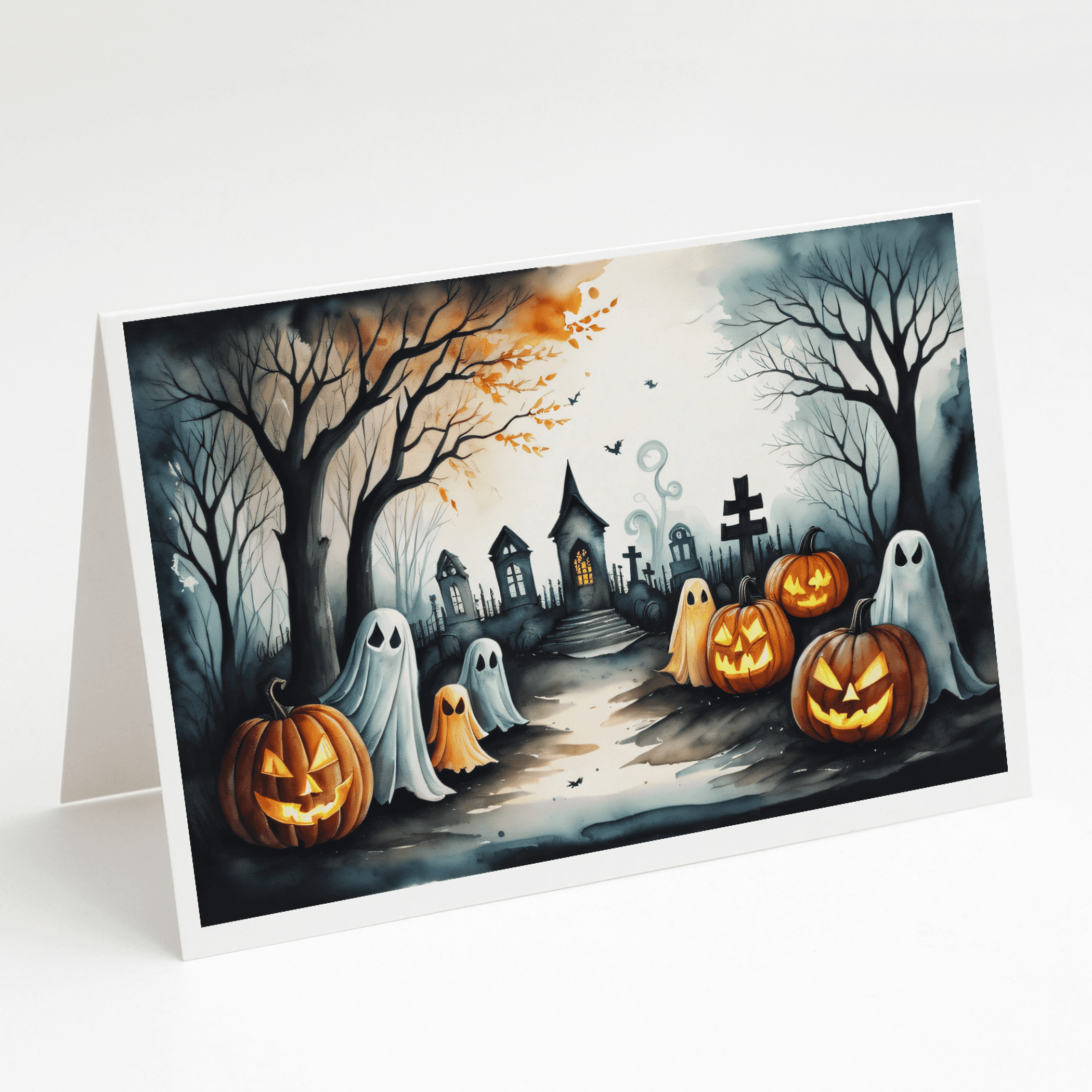 Ghosts Spooky Halloween Greeting Cards Pack of 8 Caroline's Treasures