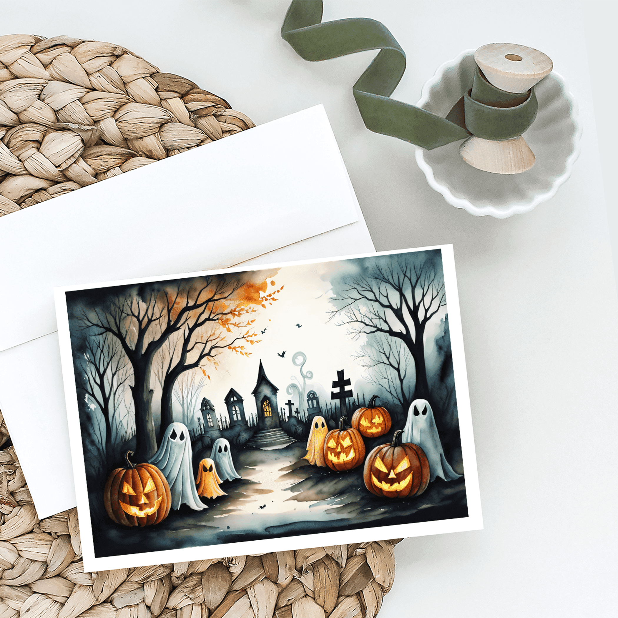 Ghosts Spooky Halloween Greeting Cards Pack of 8 Caroline's Treasures