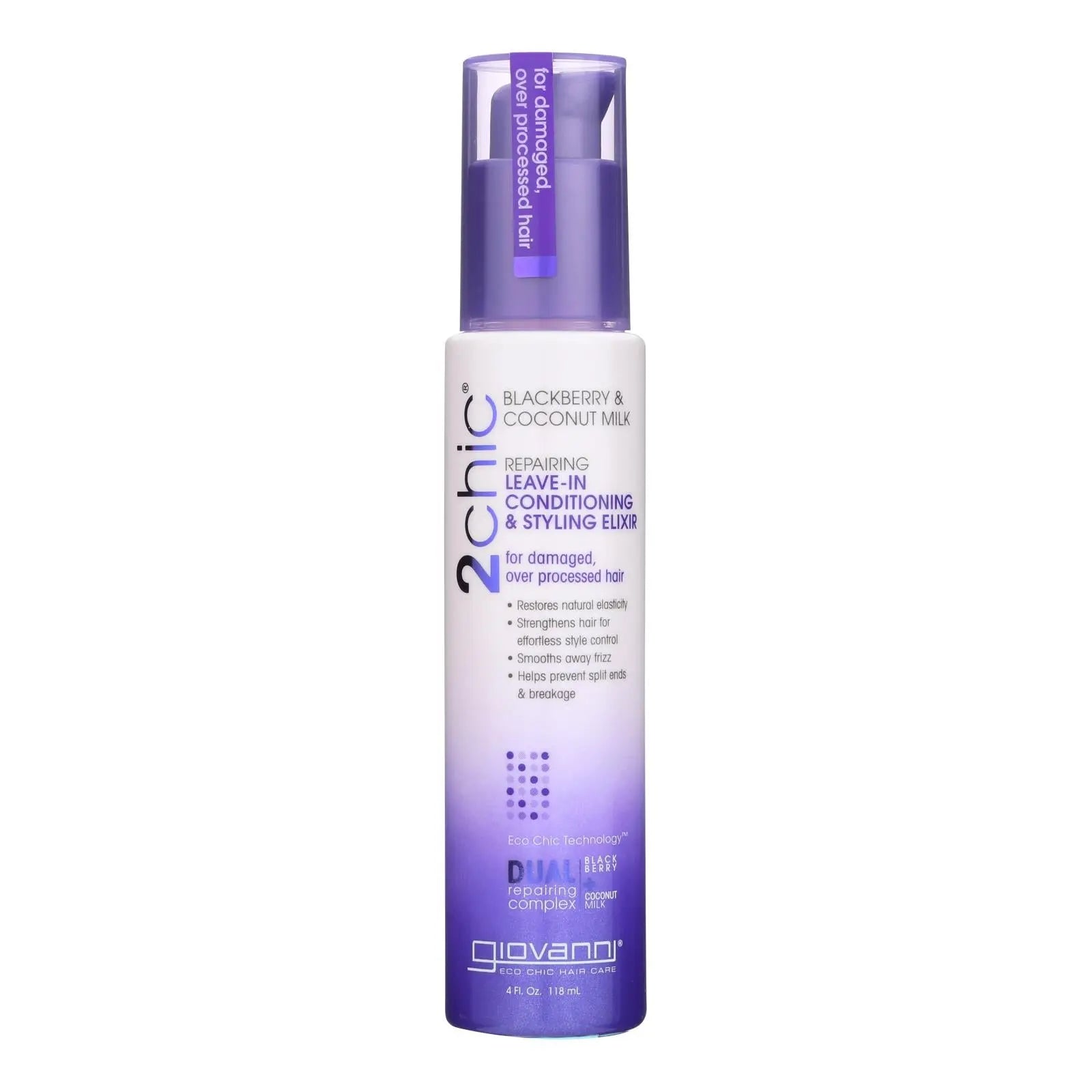 Giovanni Hair Care Products Conditioner - 2chic - Repairing - Leave-in Conditioning And Styling Elixir - Blackberry And Coconut Milk - 4 Oz - 1 Each Giovanni Hair Care Products