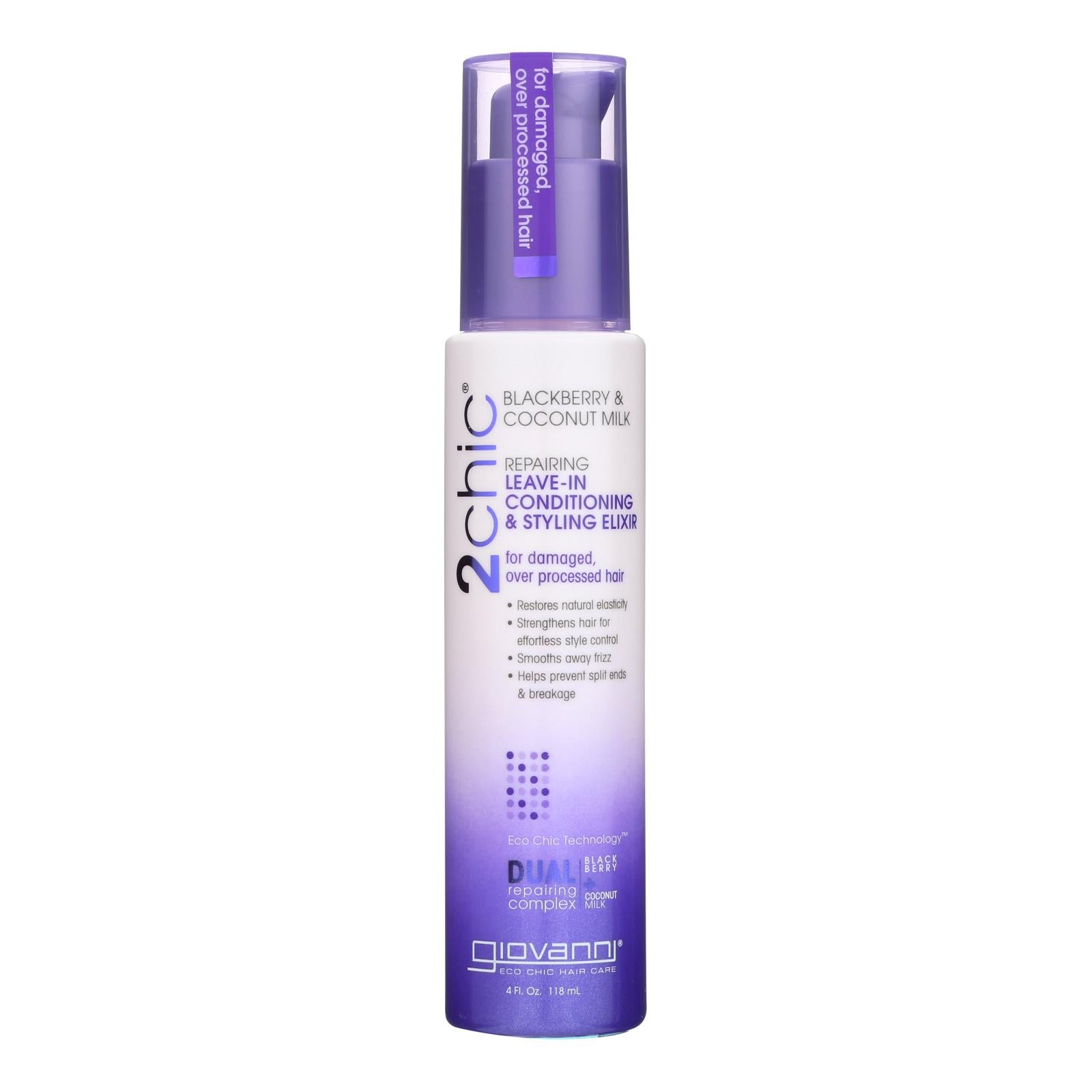 Giovanni Hair Care Products Conditioner - 2chic - Repairing - Leave-in Conditioning And Styling Elixir - Blackberry And Coconut Milk - 4 Oz - 1 Each Giovanni Hair Care Products
