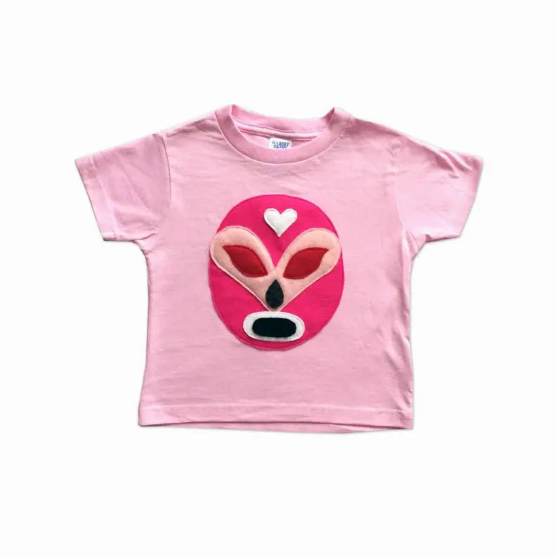 Girl Kid's Shirt- Luchador Rosa - Pink Mexican Wrestler Toddler T-Shirt & Yellow Cape Combo Mi Cielo