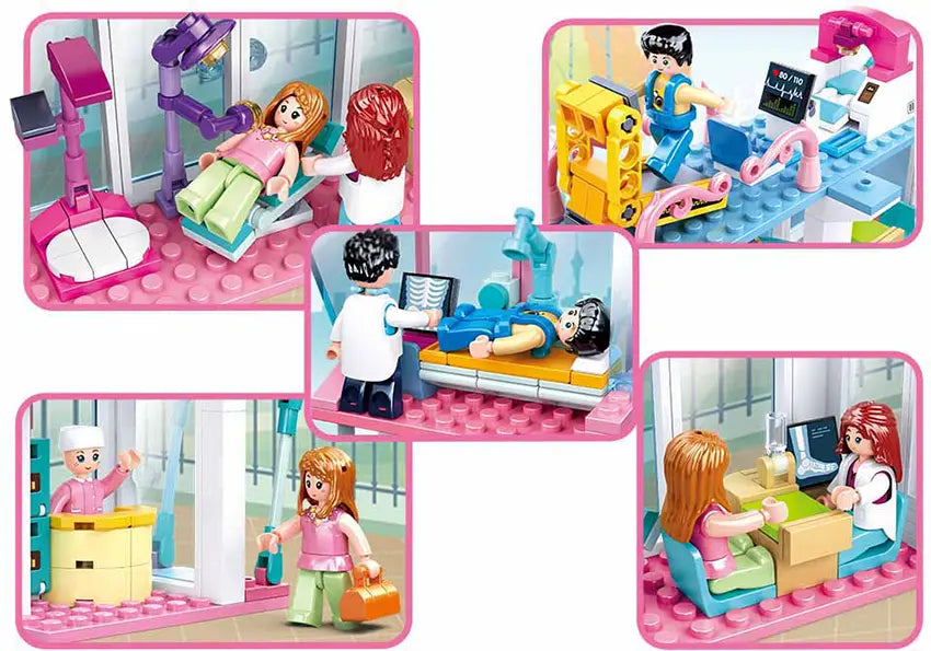 Girl's Dream Hospital Set Building Brick Kit (459 pcs) Texas Toy Distribution