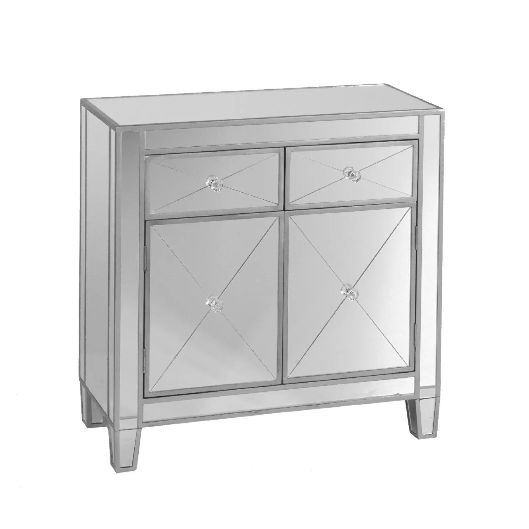Glamorous Mirrored Bling Two Door Storage Accent Cabinet Homeroots Kitchen & Dining