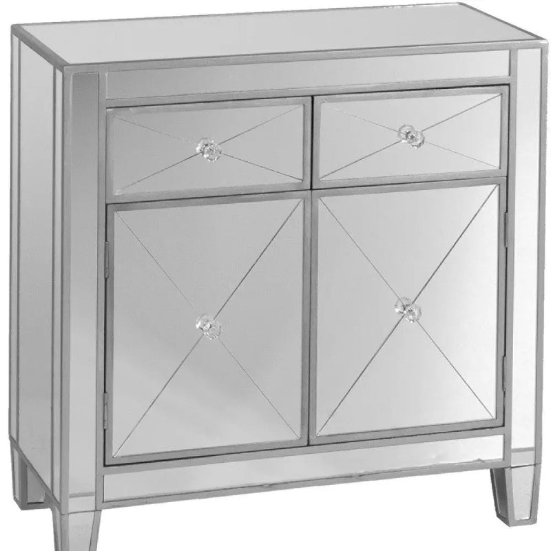 Glamorous Mirrored Bling Two Door Storage Accent Cabinet Homeroots Kitchen & Dining