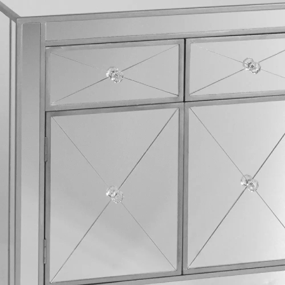 Glamorous Mirrored Bling Two Door Storage Accent Cabinet Homeroots Kitchen & Dining