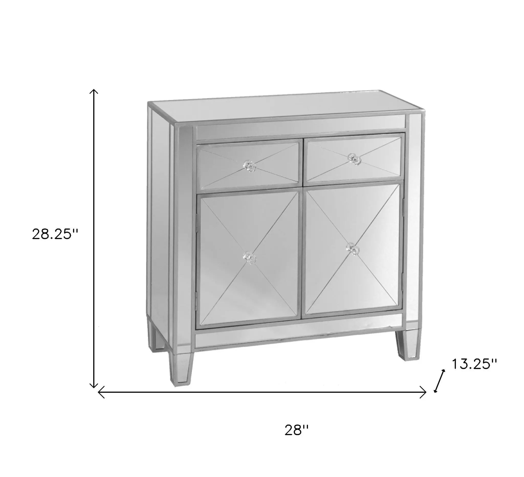 Glamorous Mirrored Bling Two Door Storage Accent Cabinet Homeroots Kitchen & Dining