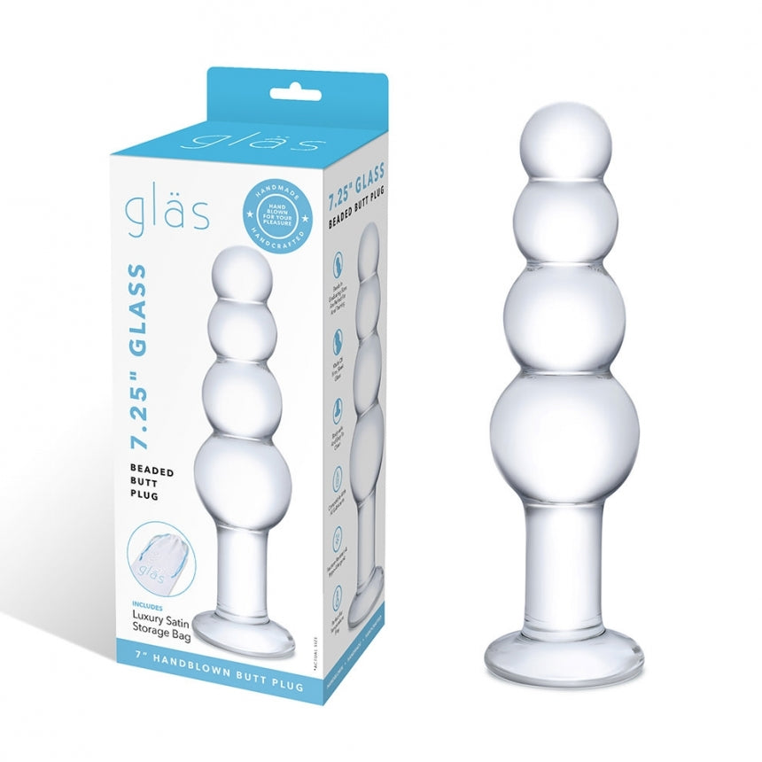 Glas 7.25 Glass Beaded Butt Plug " Electric / Hustler Lingerie