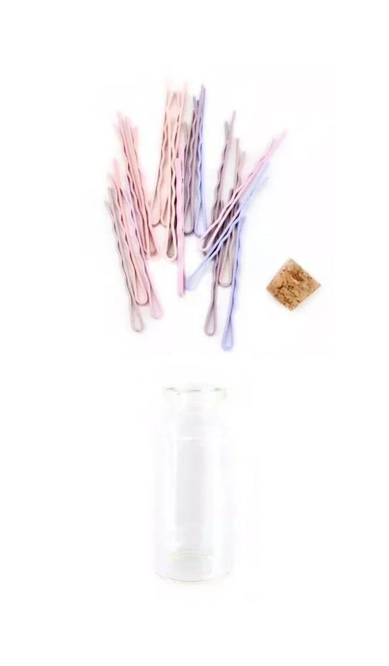 Glass Bottle of 18 Mini Sleek Bobbies Knotty