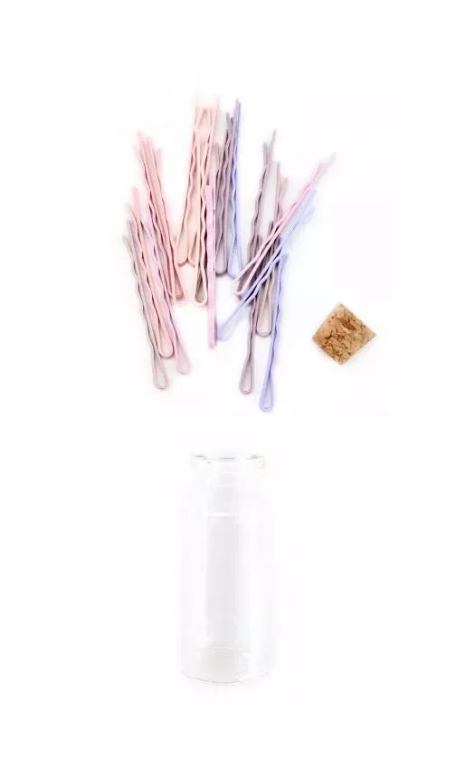 Glass Bottle of 18 Mini Sleek Bobbies Knotty