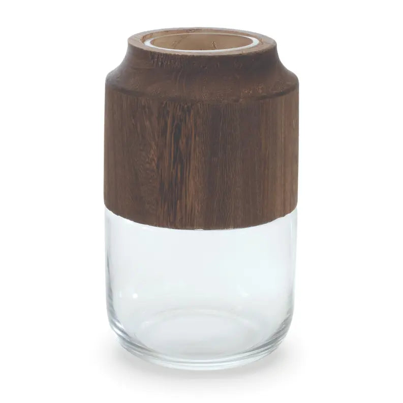 Glass Vase with Wood Accent Melrose International
