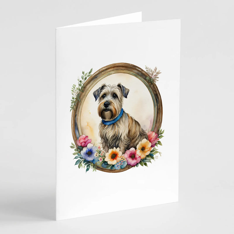Glen of Imaal Terrier and Flowers Greeting Cards Pack of 8 Caroline's Treasures