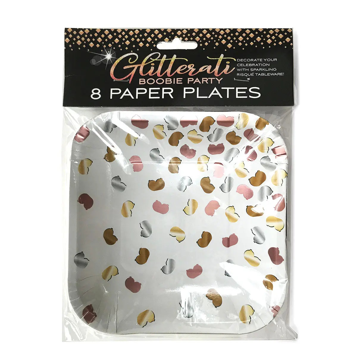 Glitterati Boobie Plates 8pk Little Genie