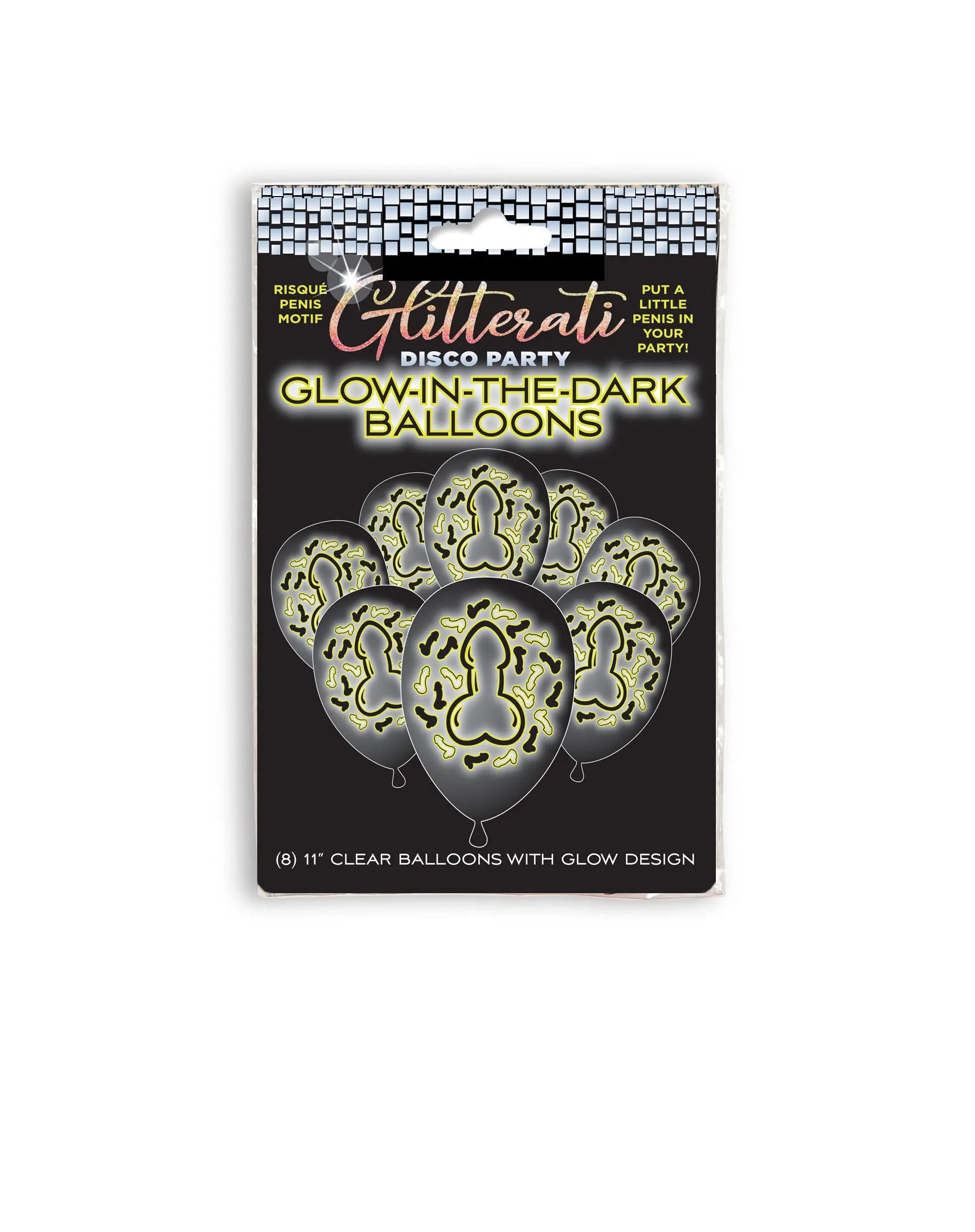 Glitterati Disco Penis Glow Balloons Little Genie