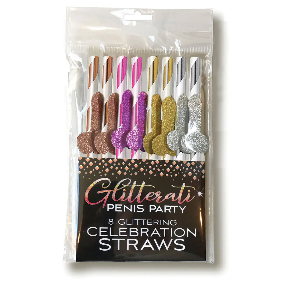 Glitterati Penis Party Cocktail Straws 8pk Little Genie