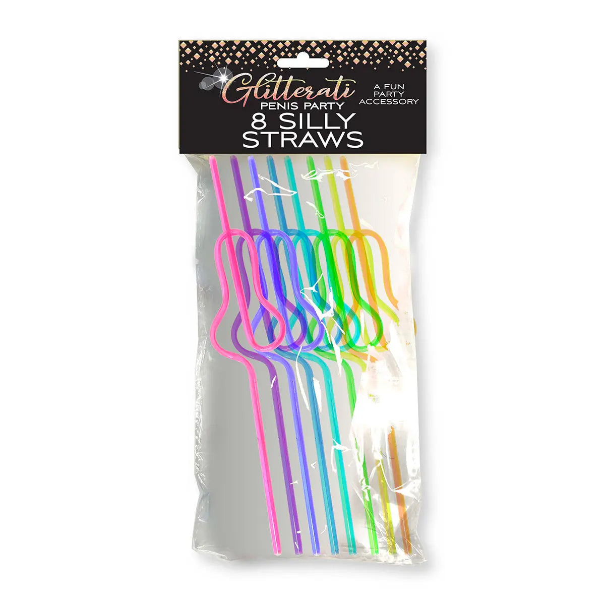 Glitterati Silly Penis Straws 8pk Little Genie