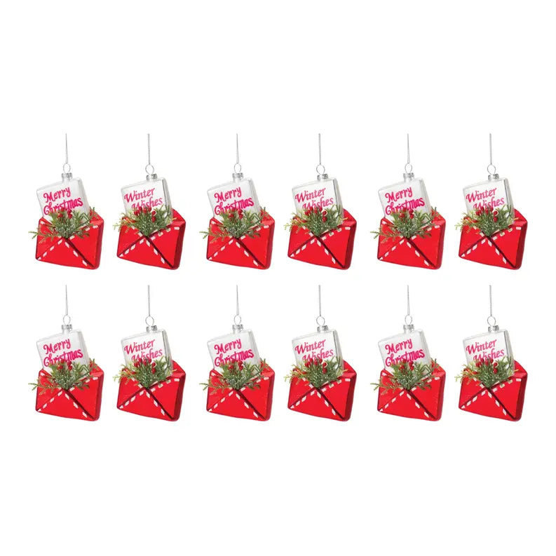 Glittered Glass Santa Letter Ornament Melrose International