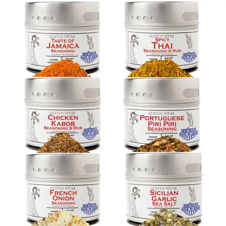 Global Chicken Air Fryer Seasoning Set - Artisanal Spice Blends Six Pack Gustus Vitae