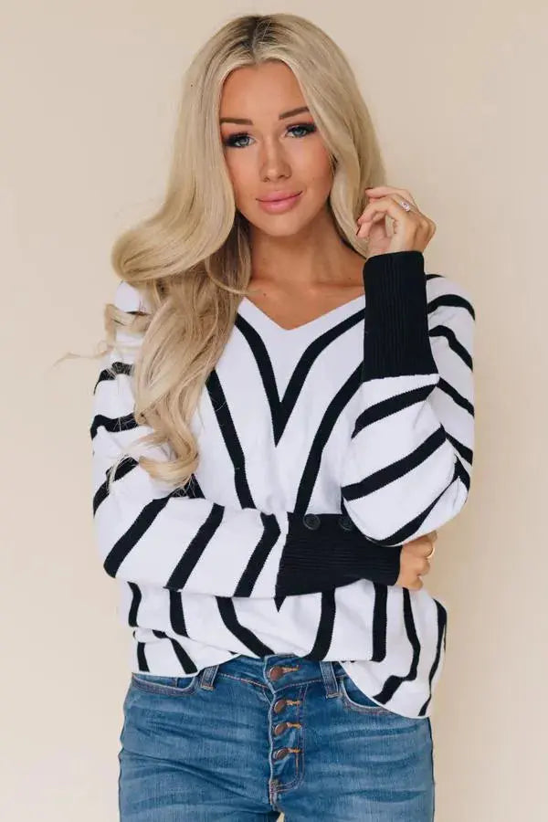Go Big Or Go Home Striped Sweater Stay Warm in Style