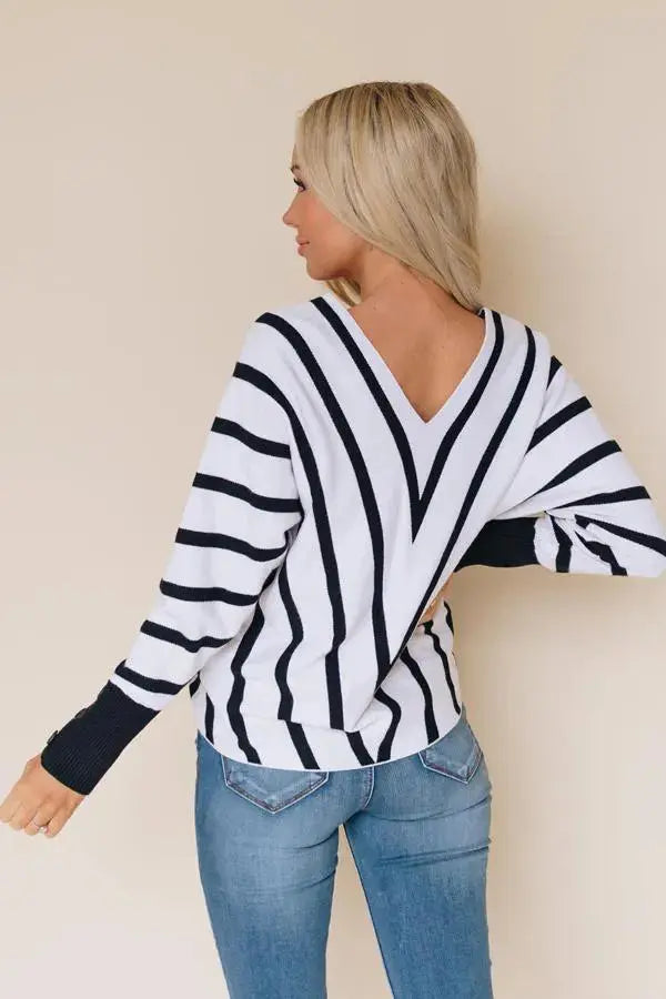Go Big Or Go Home Striped Sweater Stay Warm in Style