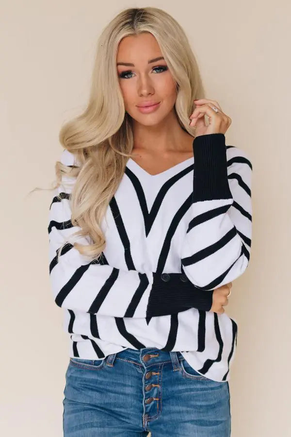 Go Big Or Go Home Striped Sweater Stay Warm in Style
