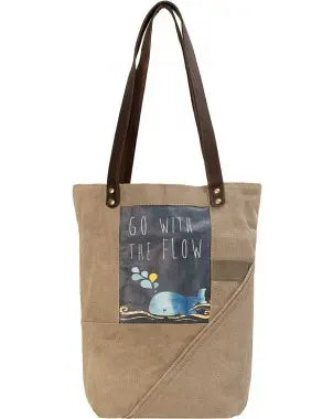 Go With the Flow Whale Recycled Military Tent Tote Vintage Addiction