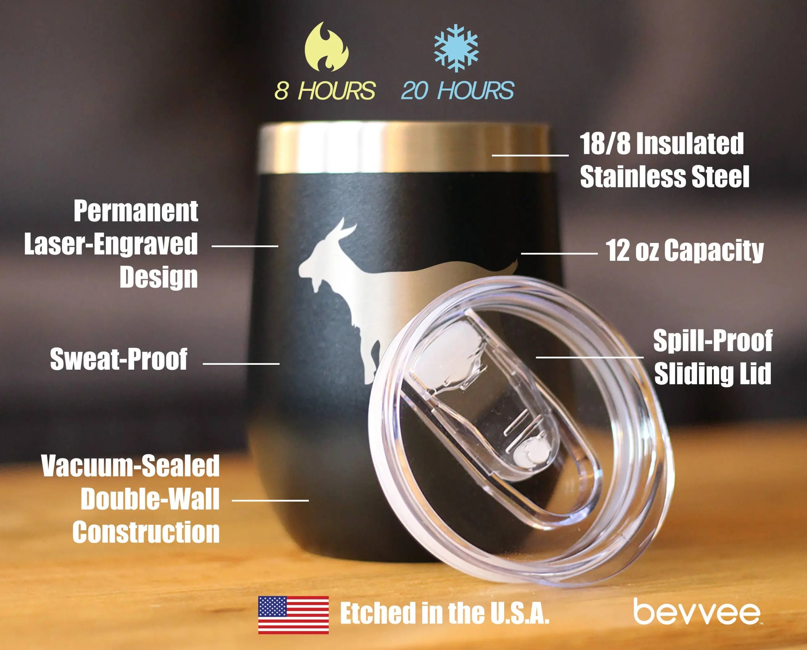 Goat Silhouette Insulated Wine Tumbler - Farmhouse Gifts Bevvee