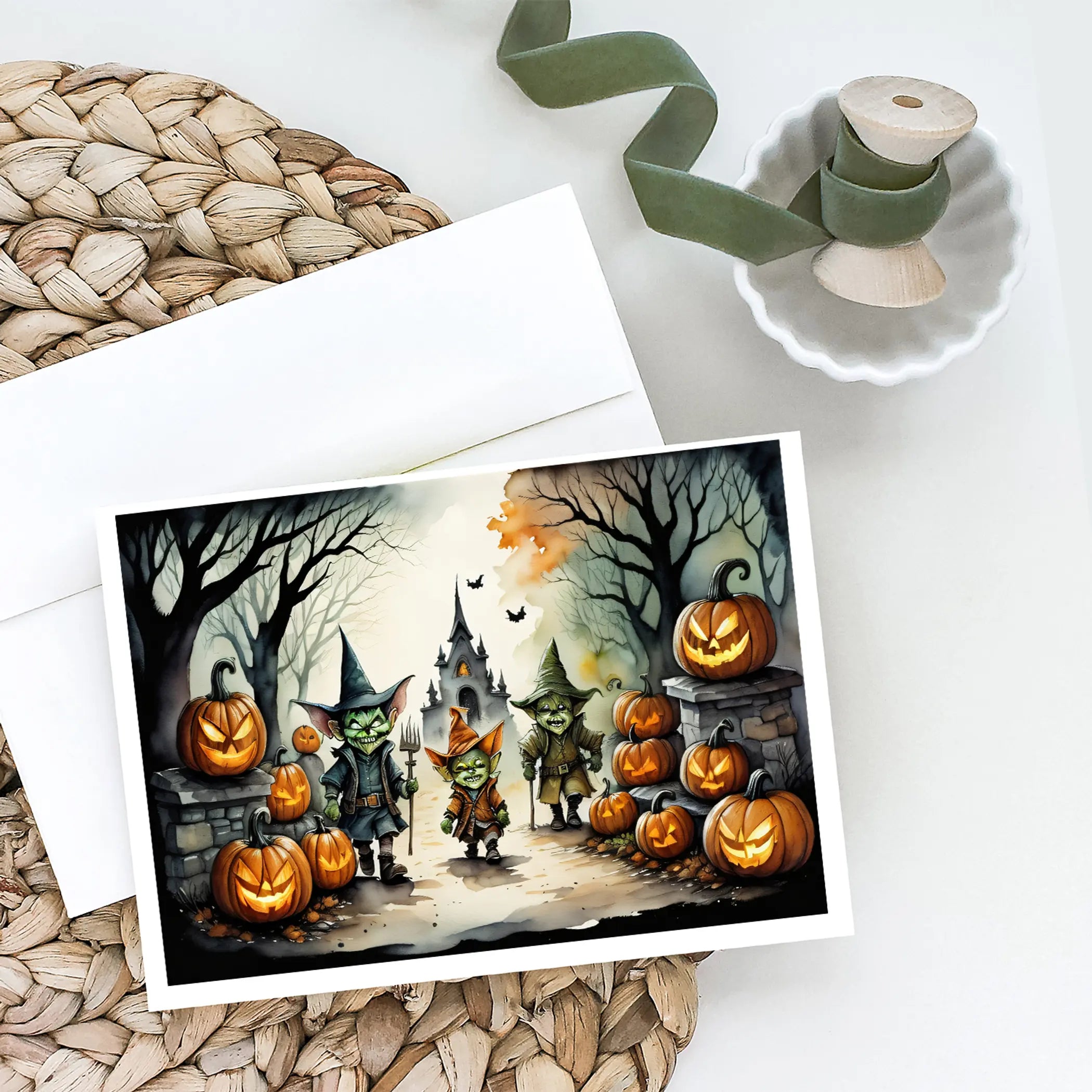 Goblins Spooky Halloween Greeting Cards Pack of 8 Caroline's Treasures
