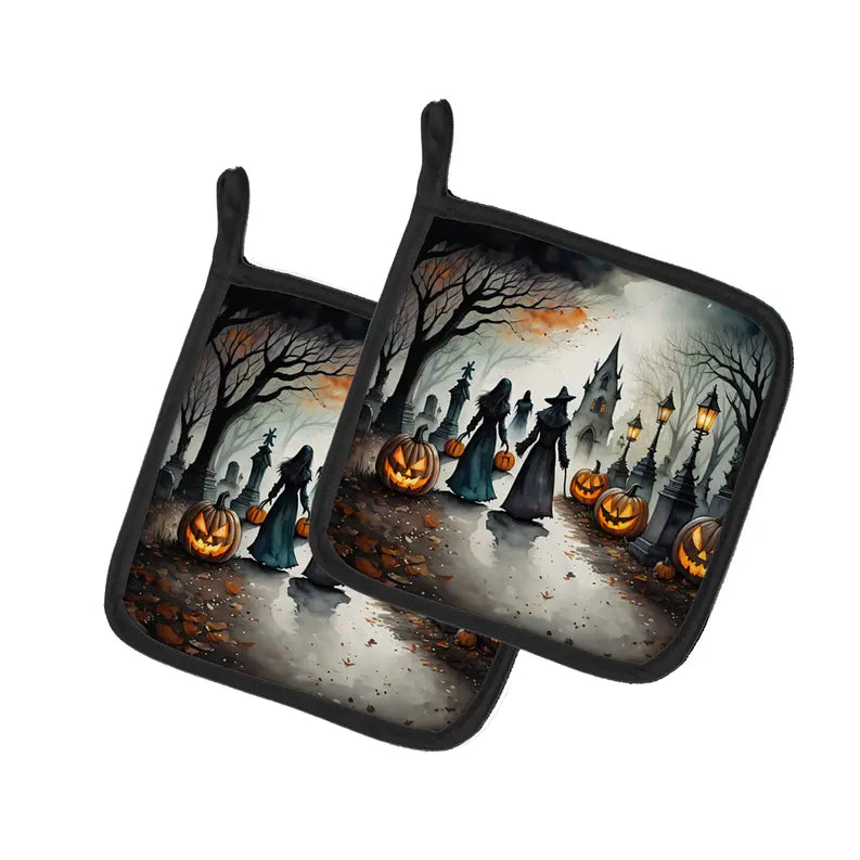 Goblins Spooky Halloween Pair of Pot Holders Caroline's Treasures