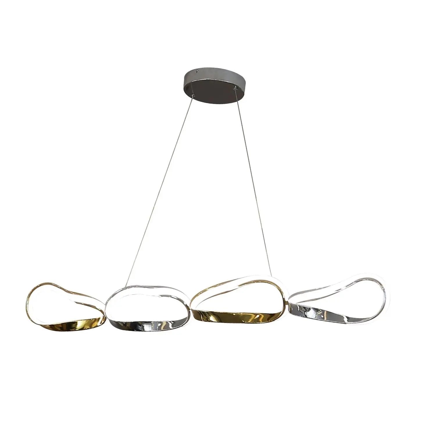 Gold And Silver Unique Statement Four Light Metal LED Dimmable Chandelier GreatEagleInc