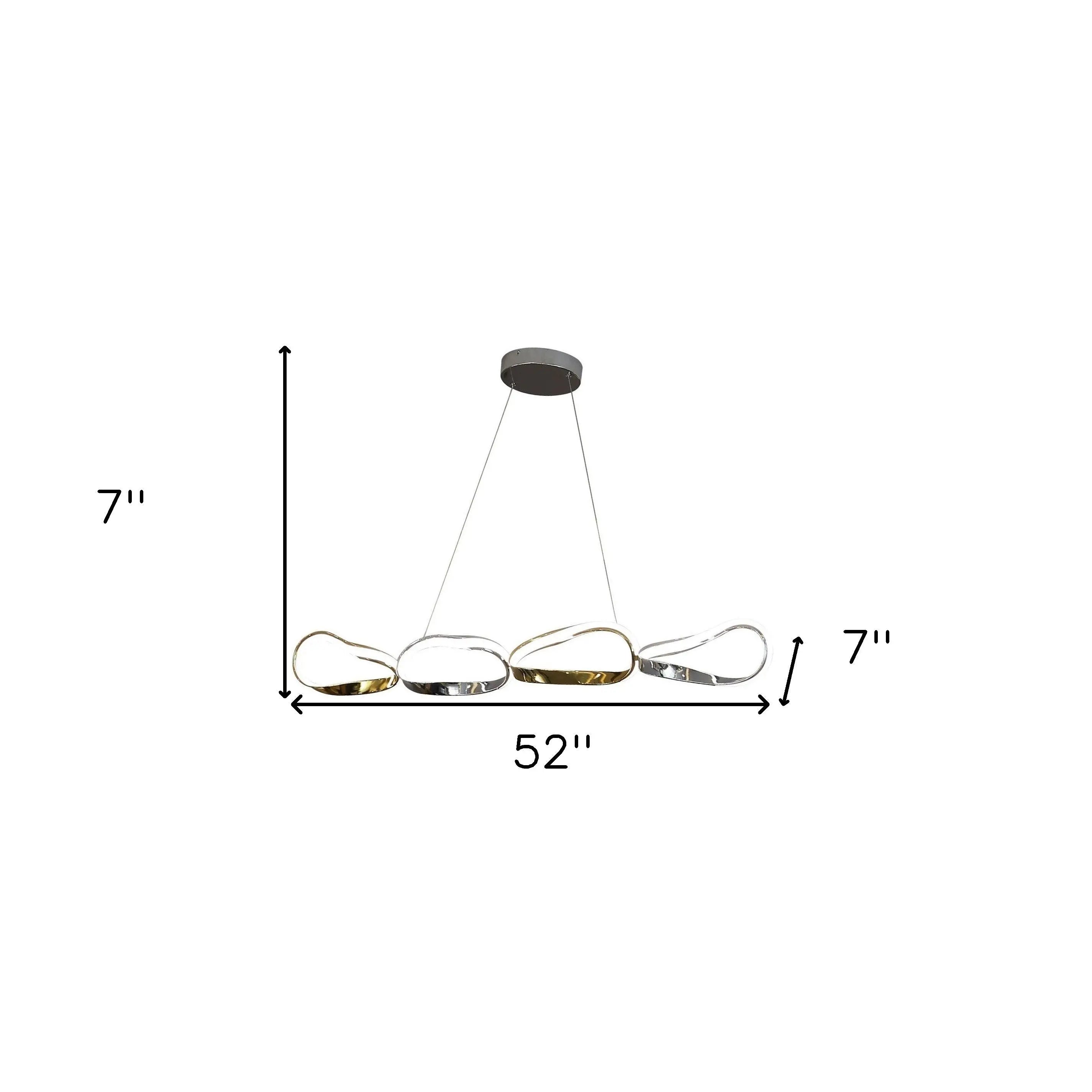 Gold And Silver Unique Statement Four Light Metal LED Dimmable Chandelier GreatEagleInc