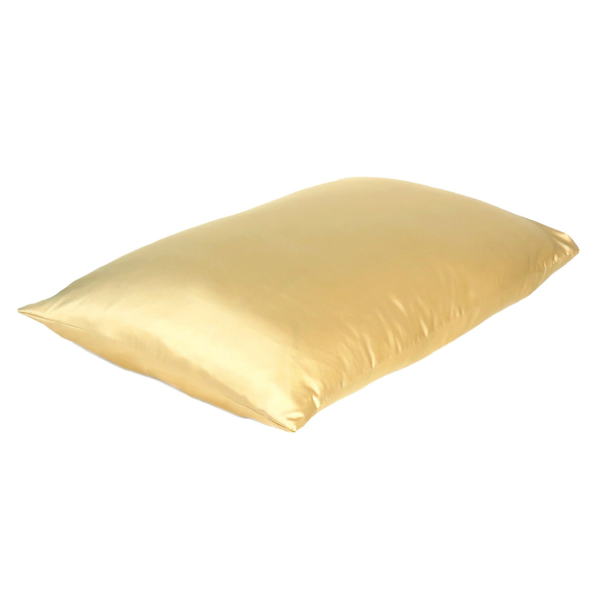 Gold Dreamy Set Of 2 Silky Satin King Pillowcases Homeroots Bed & Bath