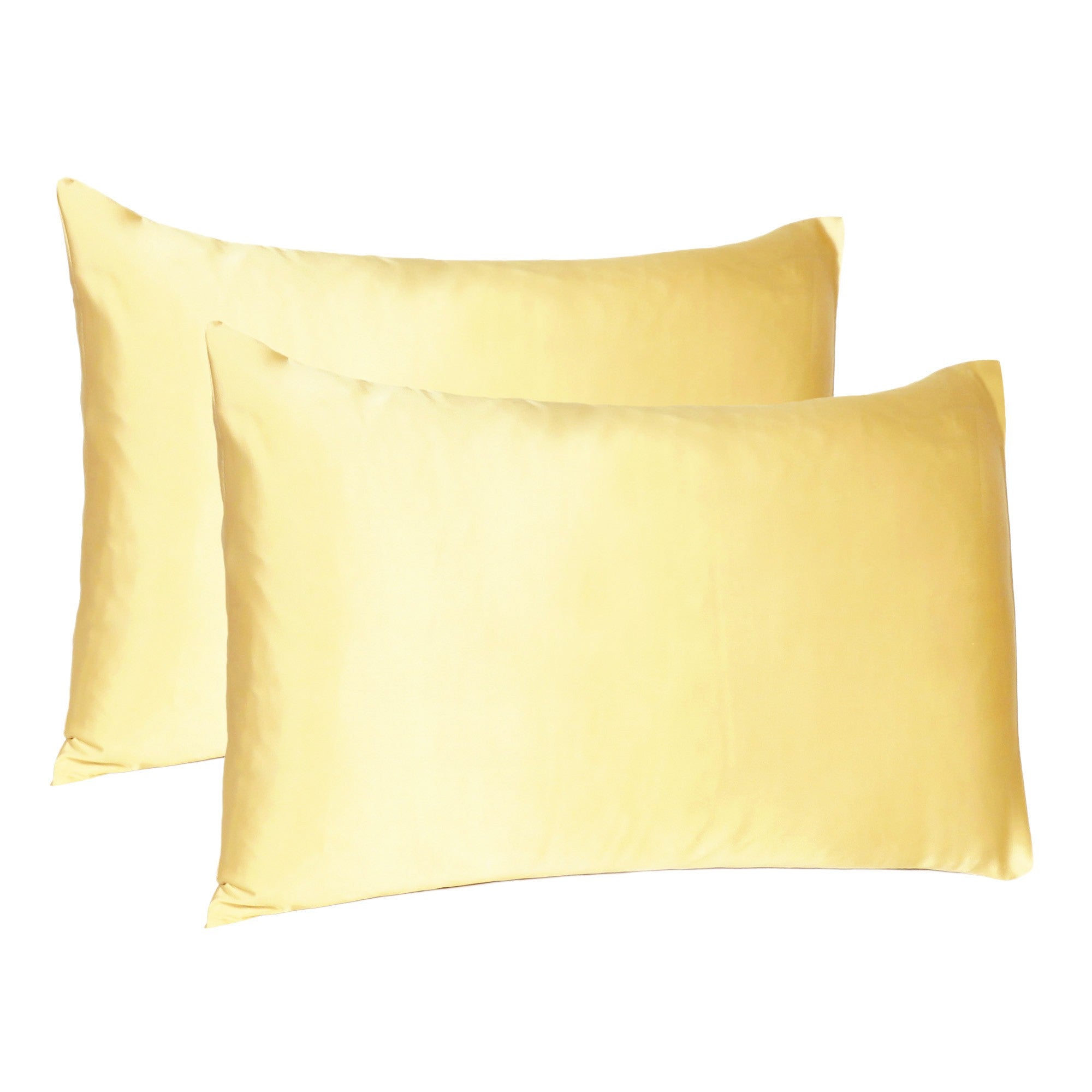 Gold Dreamy Set Of 2 Silky Satin Standard Pillowcases Homeroots Bed & Bath