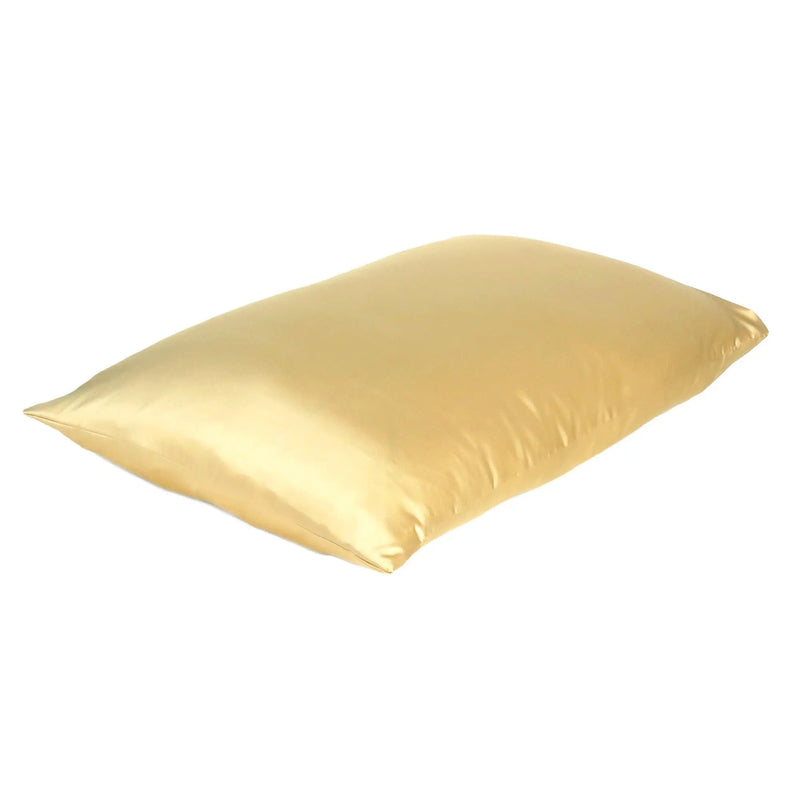 Gold Dreamy Set Of 2 Silky Satin Standard Pillowcases Homeroots Bed & Bath