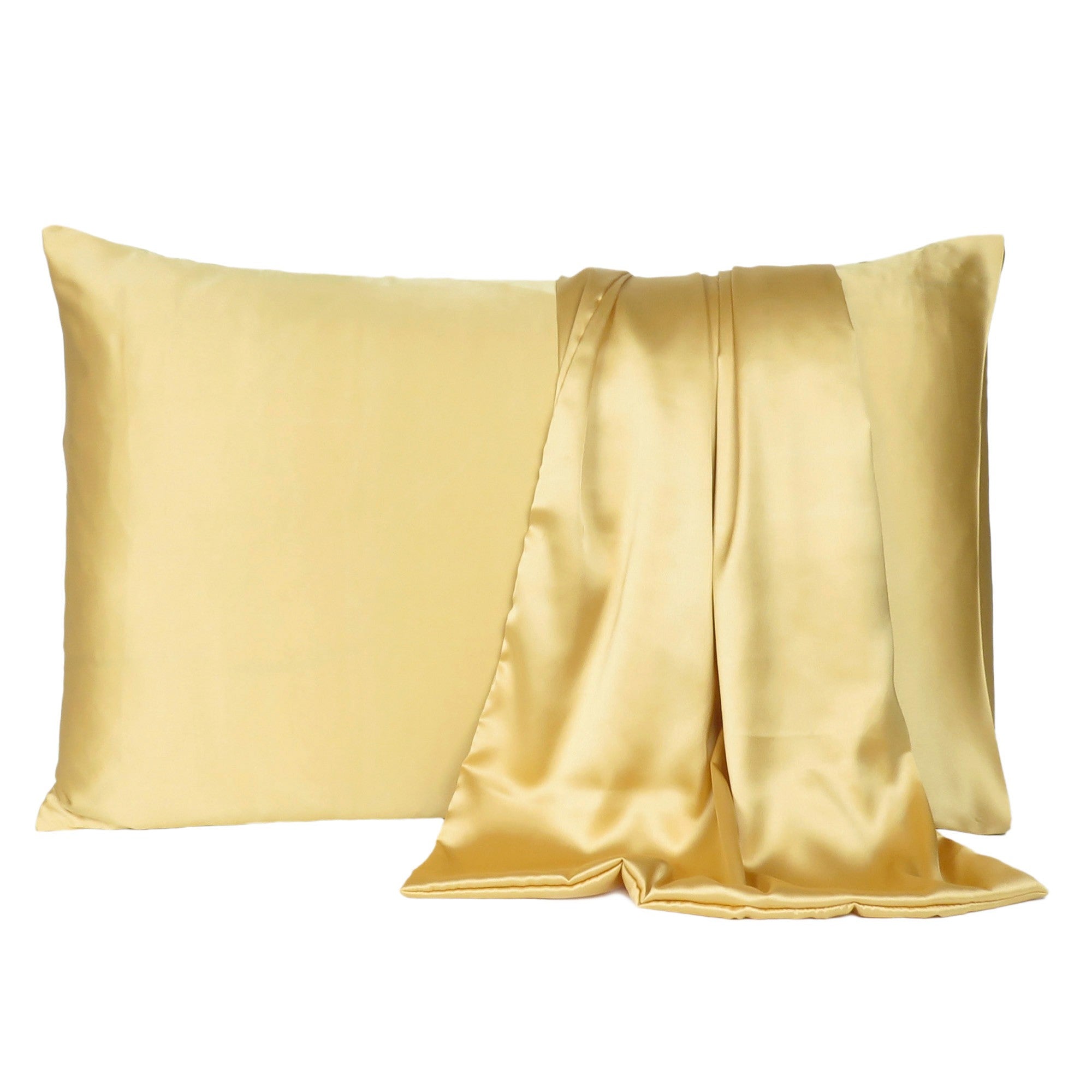 Gold Dreamy Set Of 2 Silky Satin Standard Pillowcases Homeroots Bed & Bath