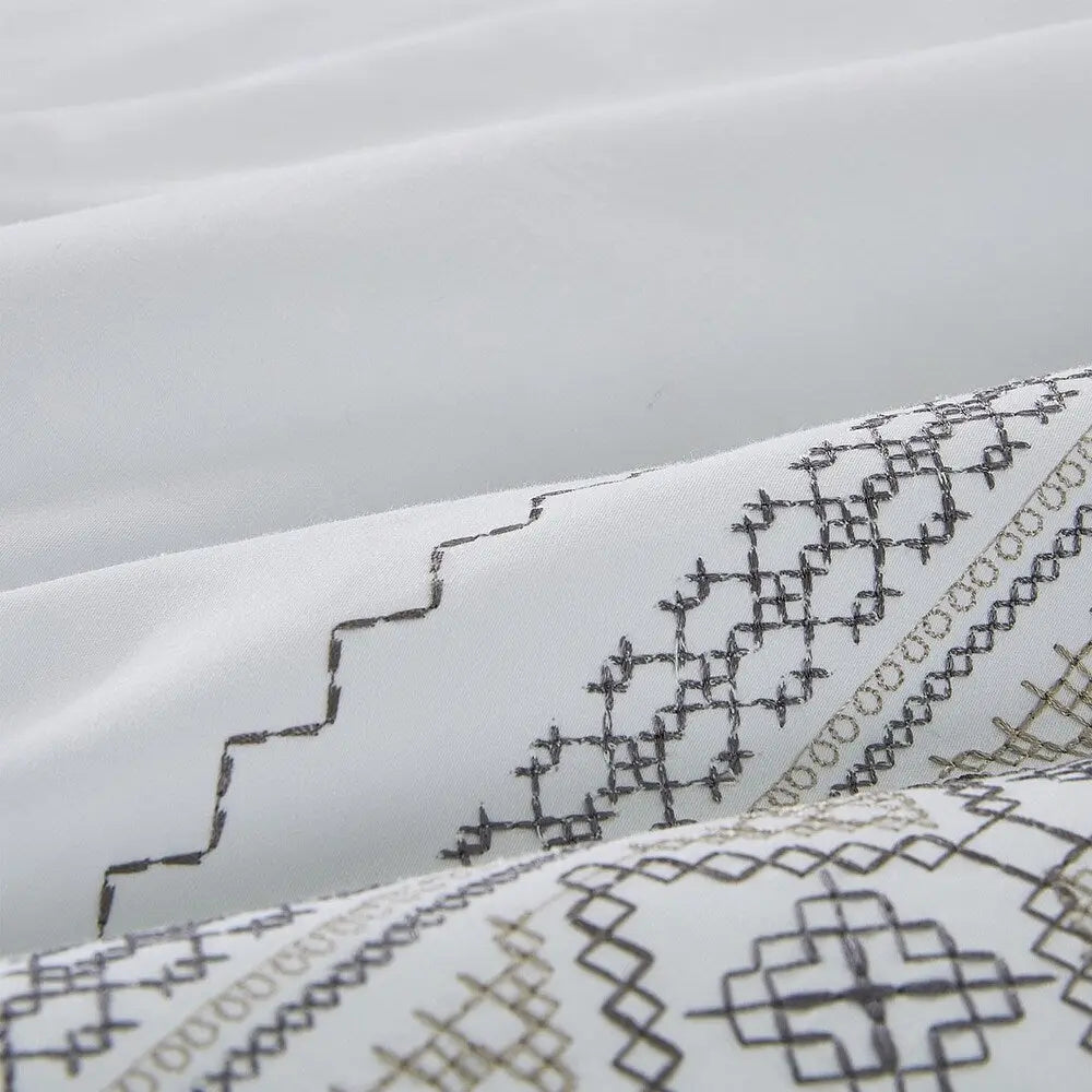 Gold Gray And White King Cotton Washable Duvet Cover Set With Two Shams Homeroots Bed & Bath