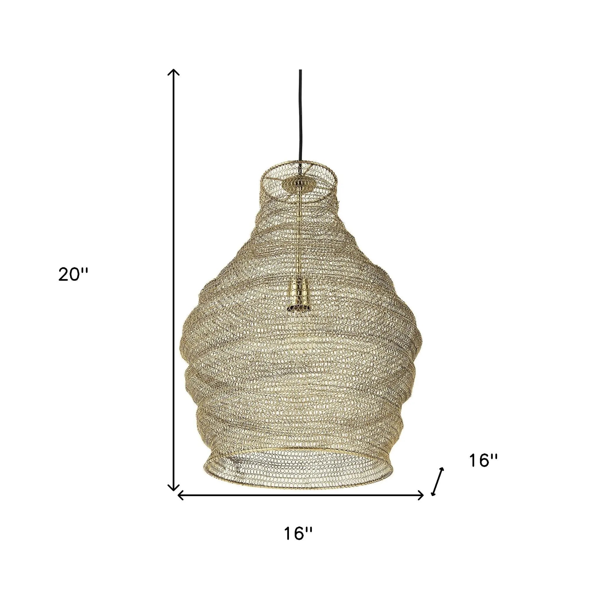 Gold Metal Wire Mesh Hanging Pendant Light Homeroots Lighting
