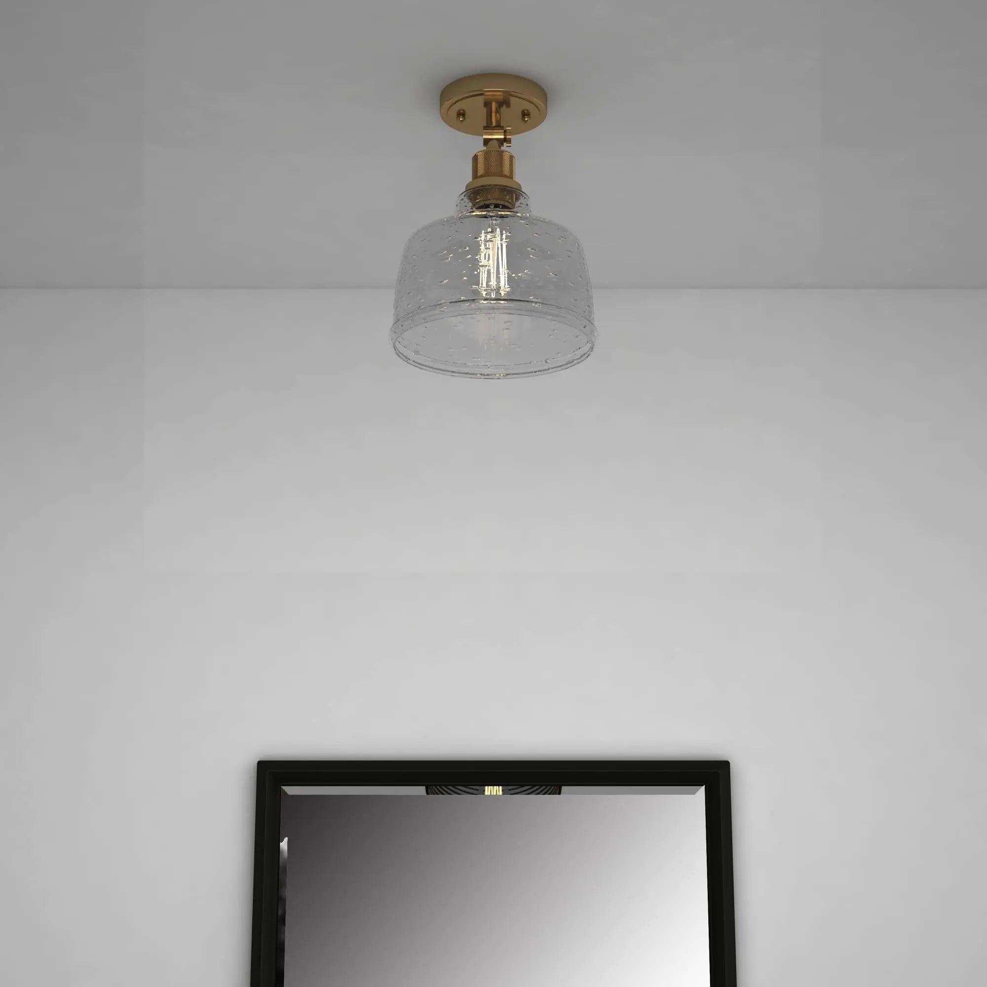 Gold Shaded Metal Dimmable Flush Chandelier With Clear Shades Homeroots Lighting