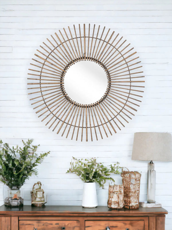 Gold Tribal Round Mirror - GreatEagleInc