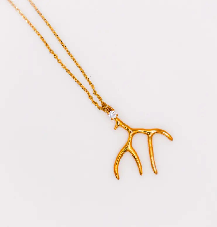 Golden Antler Elegance Necklace Maskup Corporation